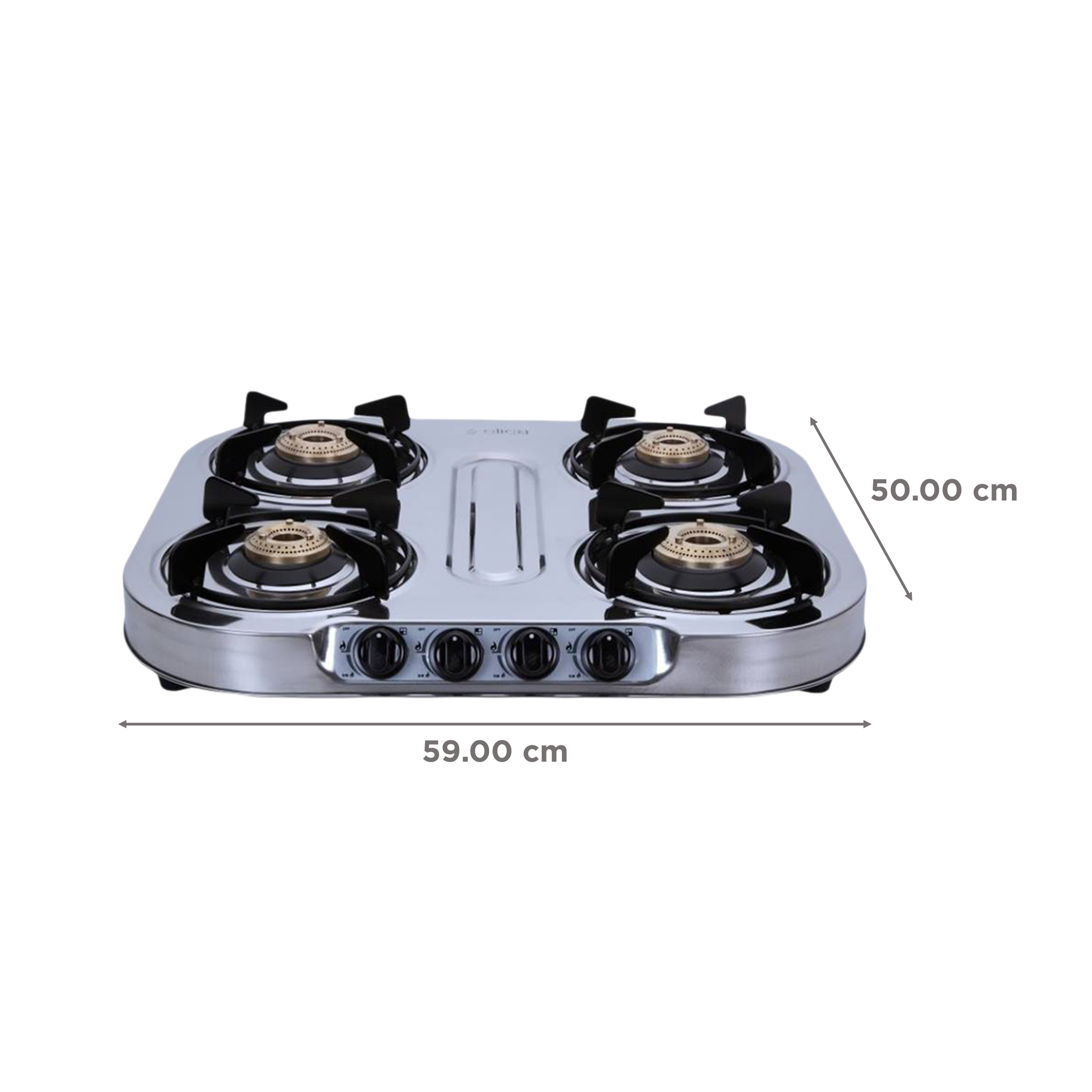 Buy Elica INOX 604 SS 4 Burner Manual Gas Stove (Round Euro Coated Grid